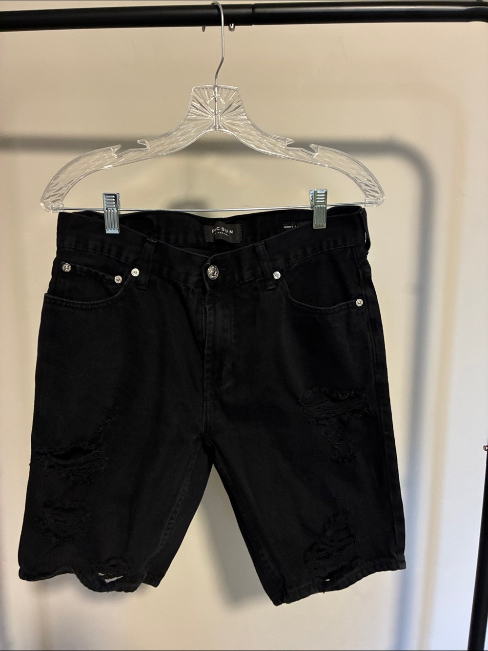 PacSun Black Distressed Relaxed Shorts
